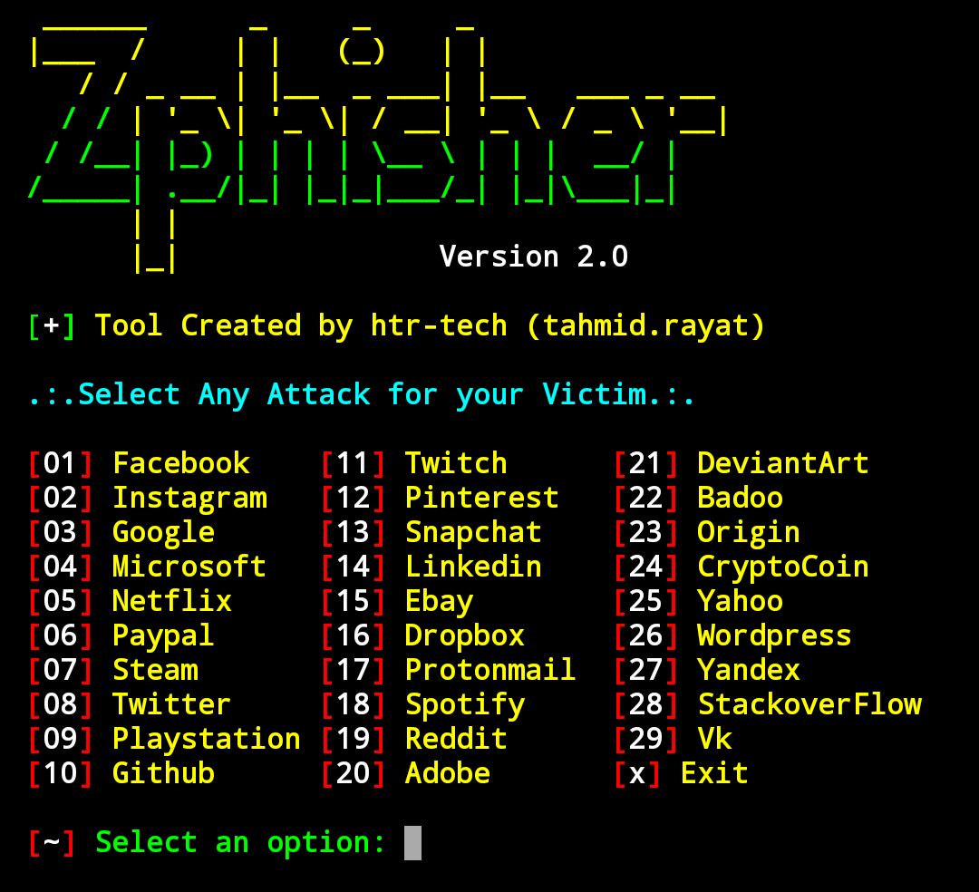 最强钓鱼zphisher 一键部署多个钓鱼网站